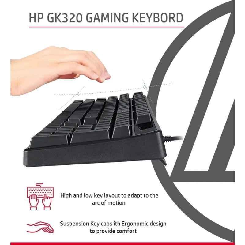 HP GK320 Black Wired Full Size RGB Backlight Gaming Keyboard, 4QN01AA - view 1