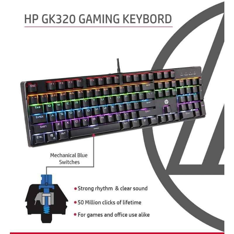 HP GK320 Black Wired Full Size RGB Backlight Gaming Keyboard, 4QN01AA - view 2