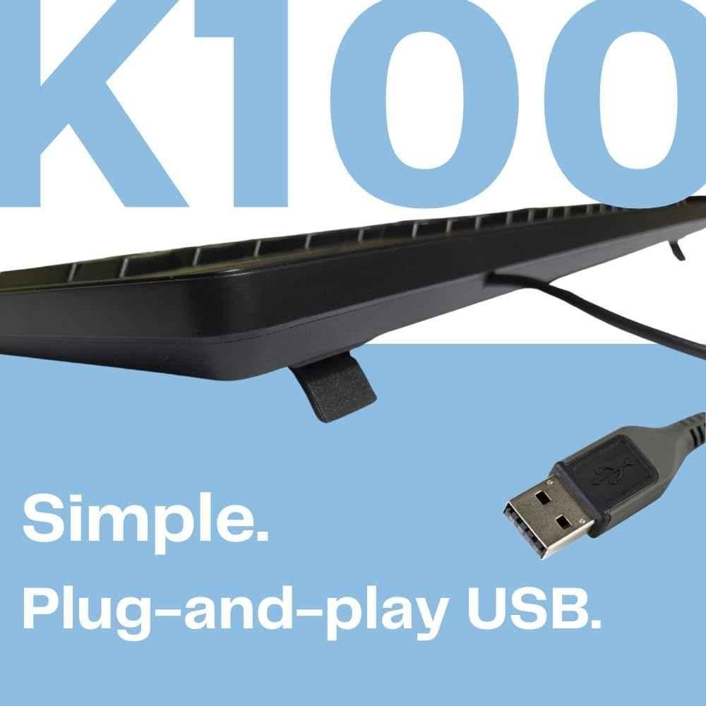 HP K100 Black Wired USB Keyboard, 7J4H1AA - view 1
