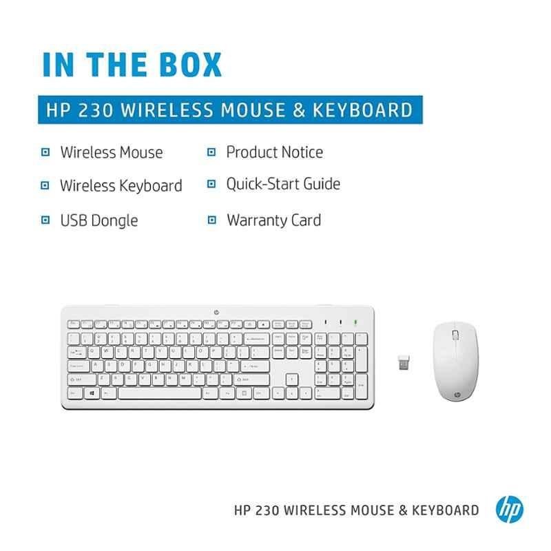 HP 230 Wireless White Keyboard & Mouse Combo, 3L1F0AA - view 1