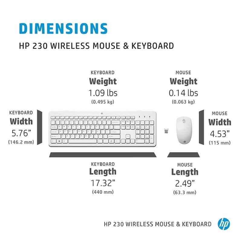 HP 230 Wireless White Keyboard & Mouse Combo, 3L1F0AA - view 2