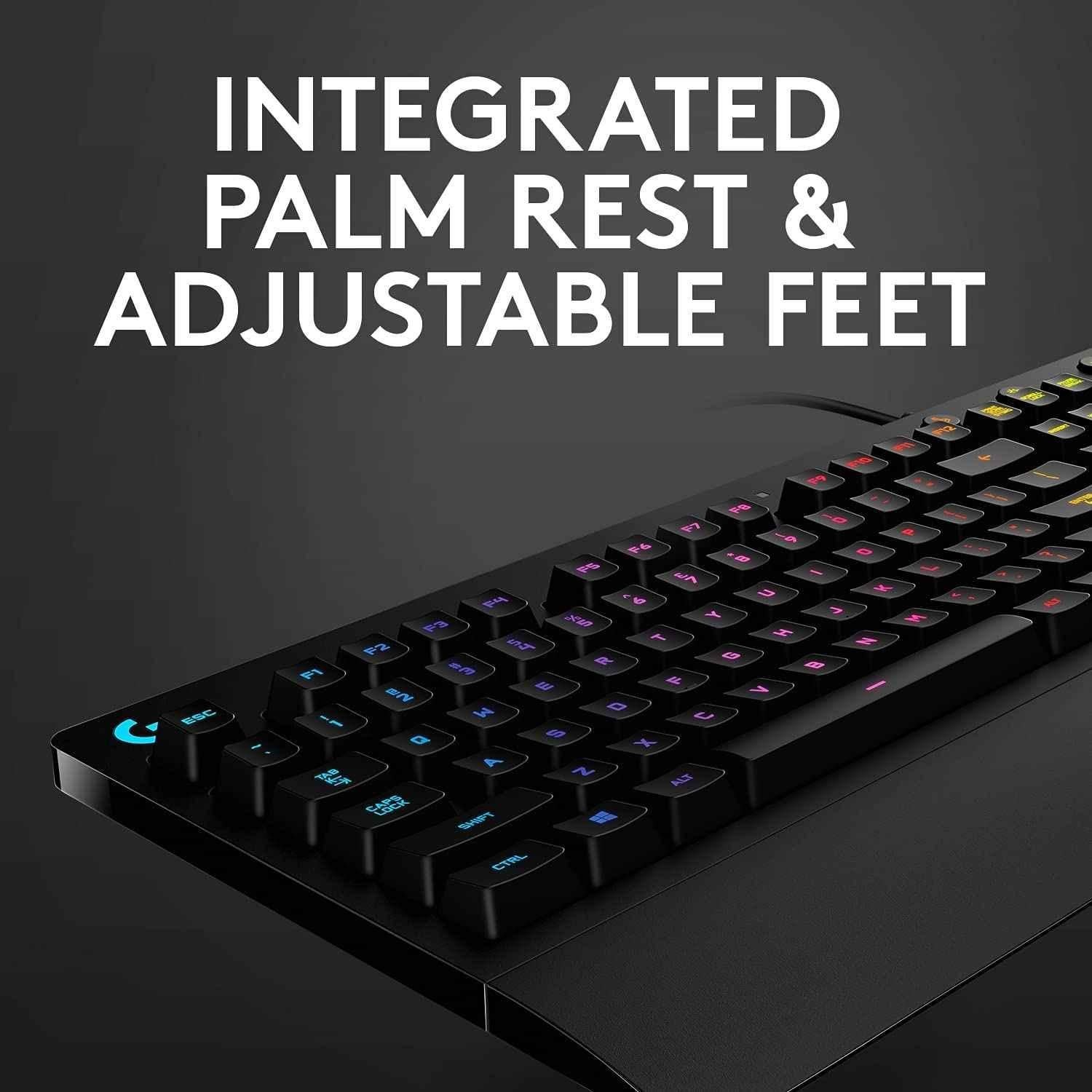 Logitech G213 Prodigy Black USB Gaming Keyboard with Lightsync RGB Backlit Keys, Spill-Resistant, Customizable & Dedicated Multi-Media Keys - view 3