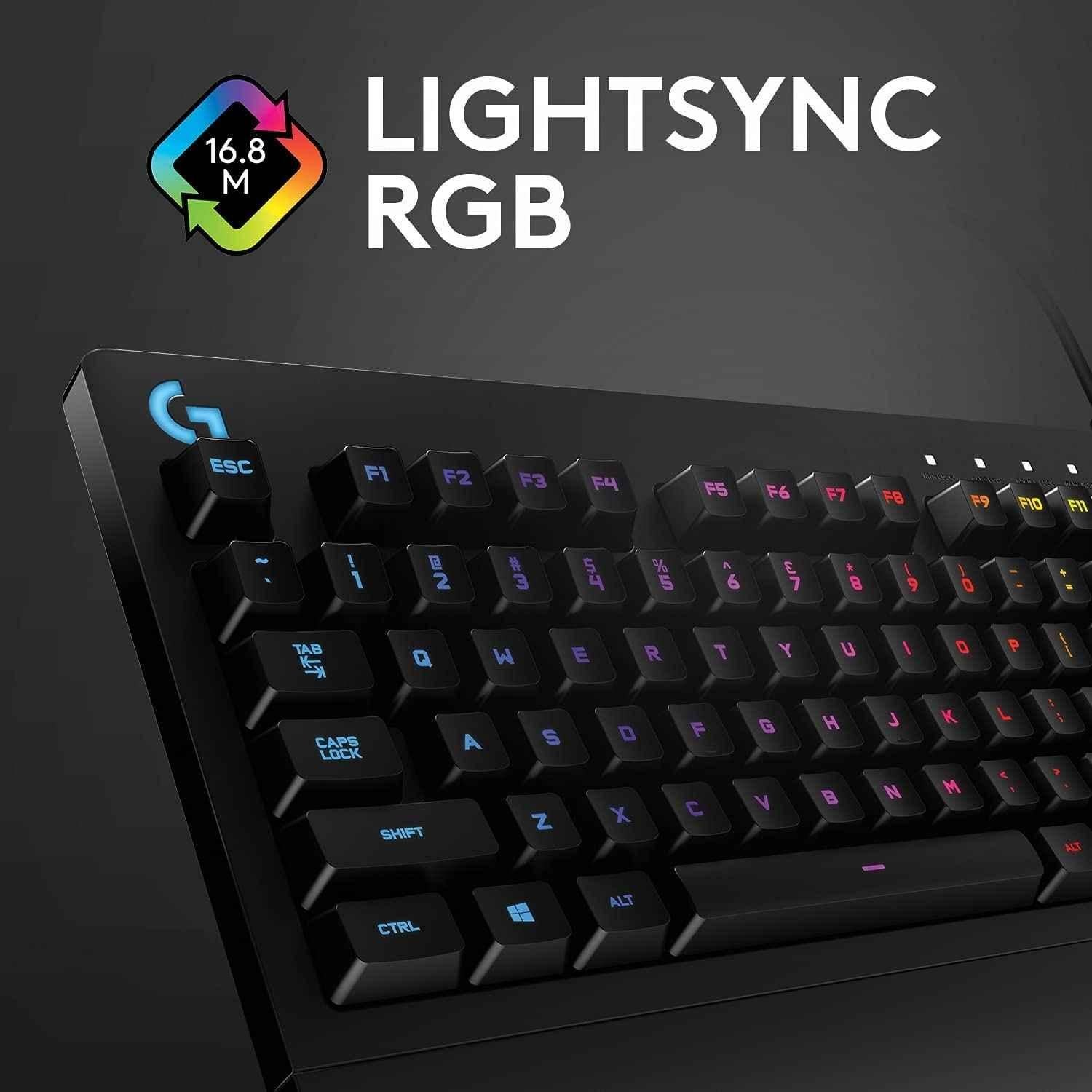 Logitech G213 Prodigy Black USB Gaming Keyboard with Lightsync RGB Backlit Keys, Spill-Resistant, Customizable & Dedicated Multi-Media Keys - view 4