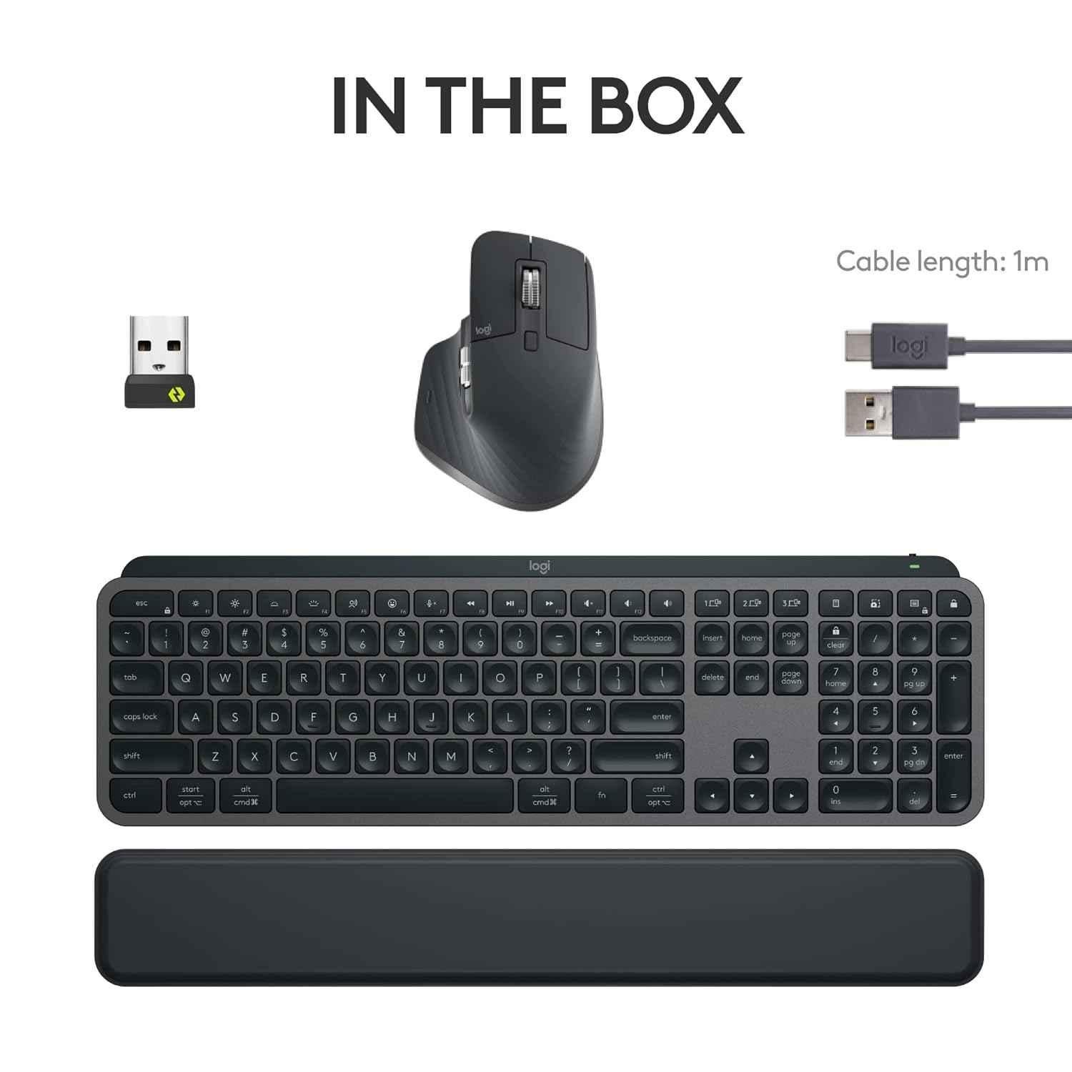 Logitech MX Keys S Black Rechargeable Wireless Keyboard & Mouse Combo with Palm Rest, Customisable Illumination & Fast Scrolling - view 1