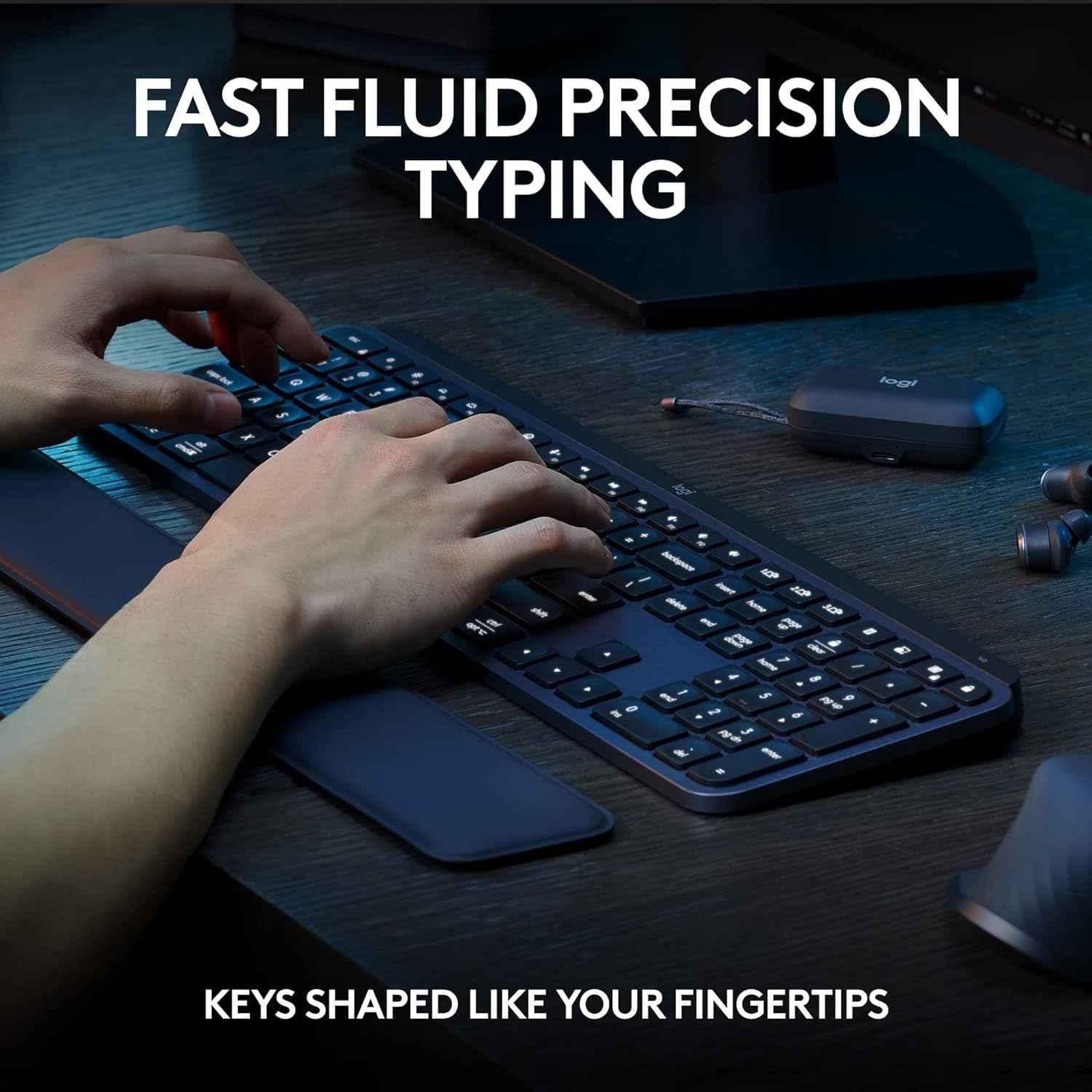 Logitech MX Keys S Black Rechargeable Wireless Keyboard & Mouse Combo with Palm Rest, Customisable Illumination & Fast Scrolling - view 5