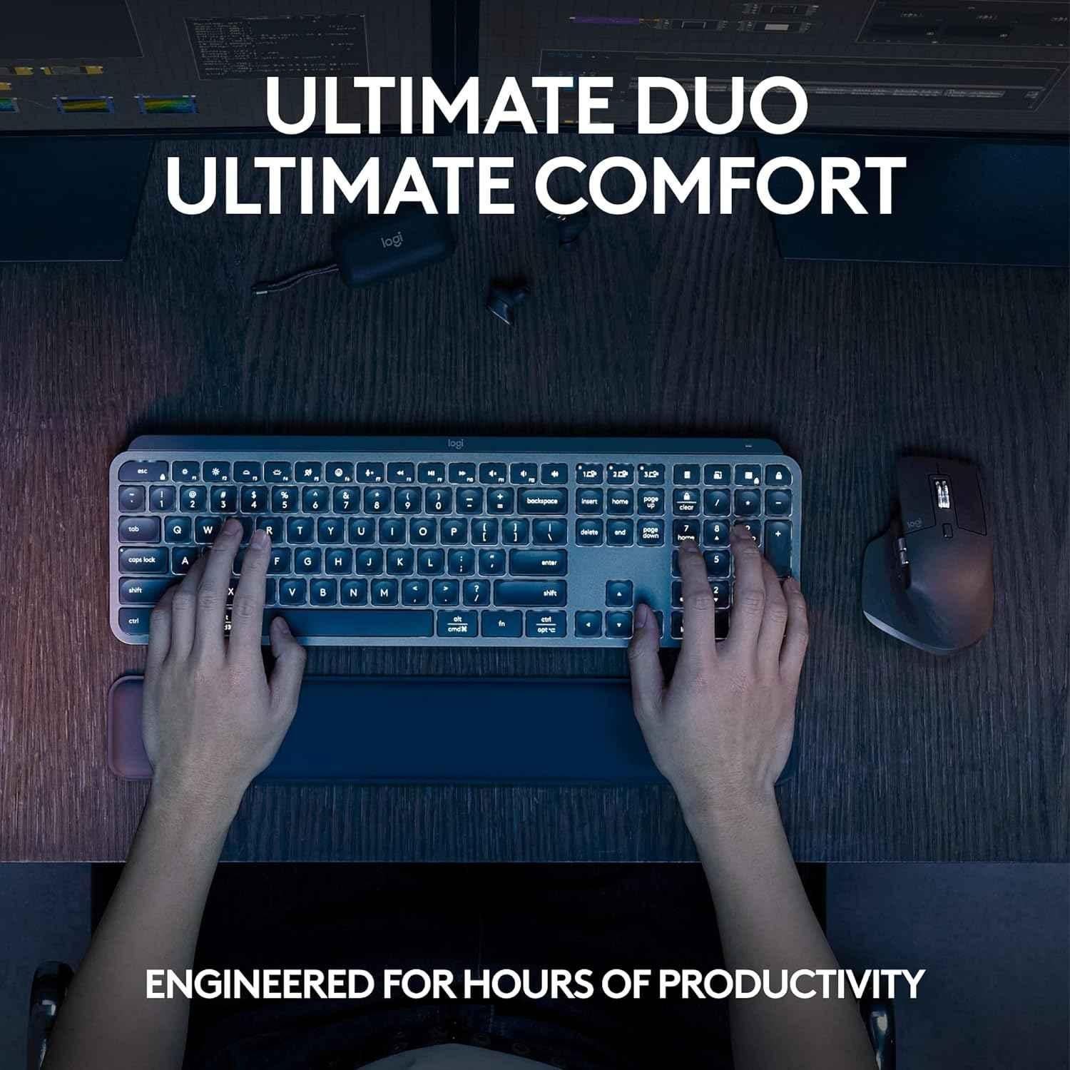 Logitech MX Keys S Black Rechargeable Wireless Keyboard & Mouse Combo with Palm Rest, Customisable Illumination & Fast Scrolling - view 6