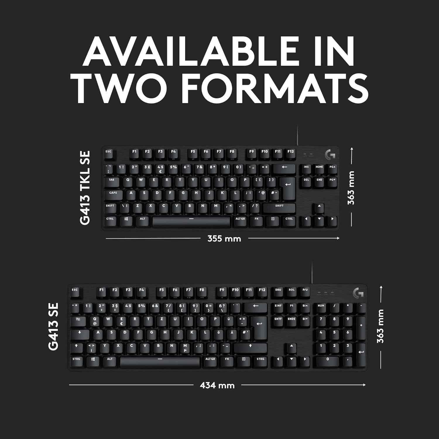 Logitech G413 TKL SE Black Wired Mechanical Gaming Compact Backlit Keyboard with Tactile Mechanical Switches & Anti-Ghosting - view 3