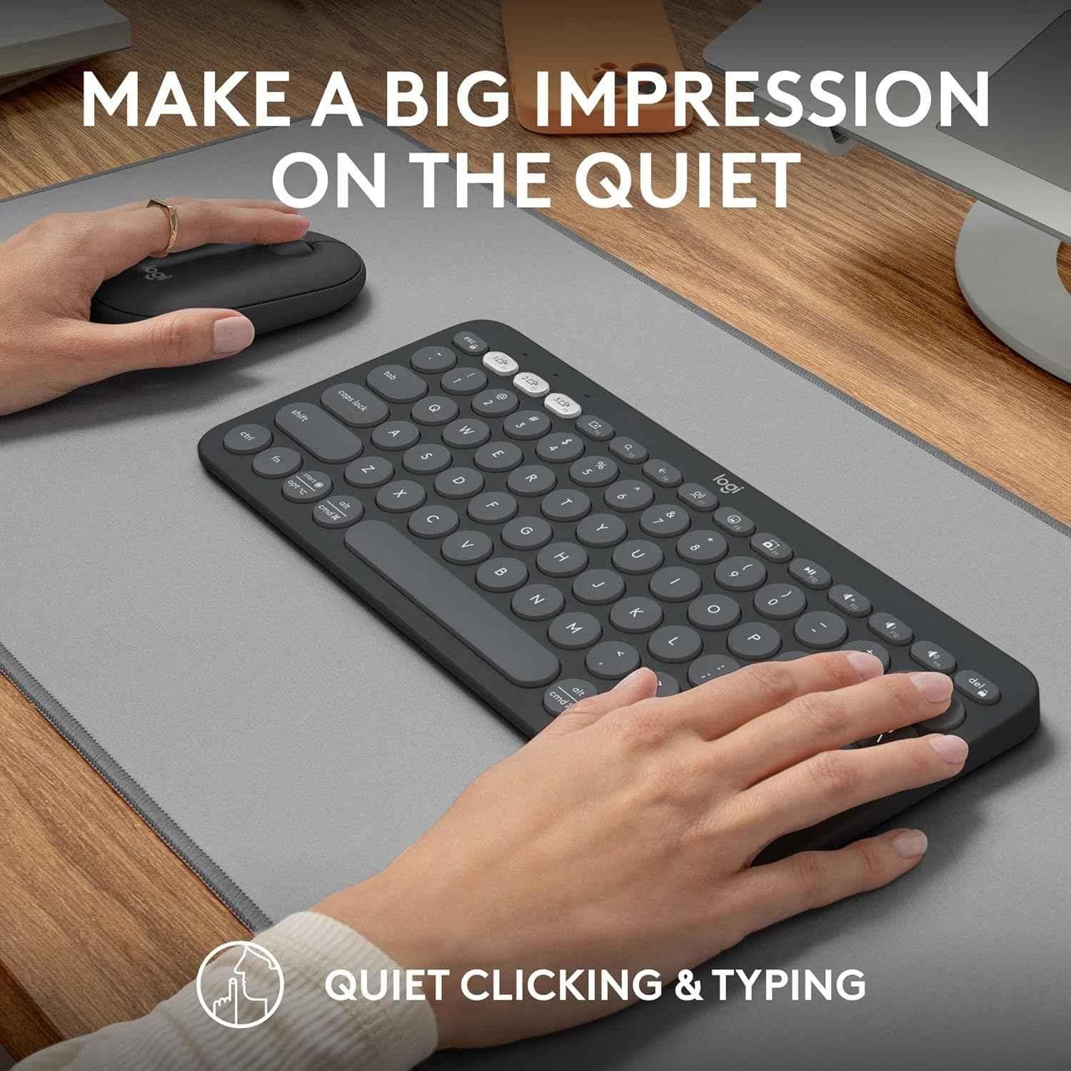 Logitech Pebble 2 Tonal Graphite Wireless Keyboard & Mouse Combo with Quiet & Portable, Customizable Keys, Bluetooth & Easy-Switch - view 2