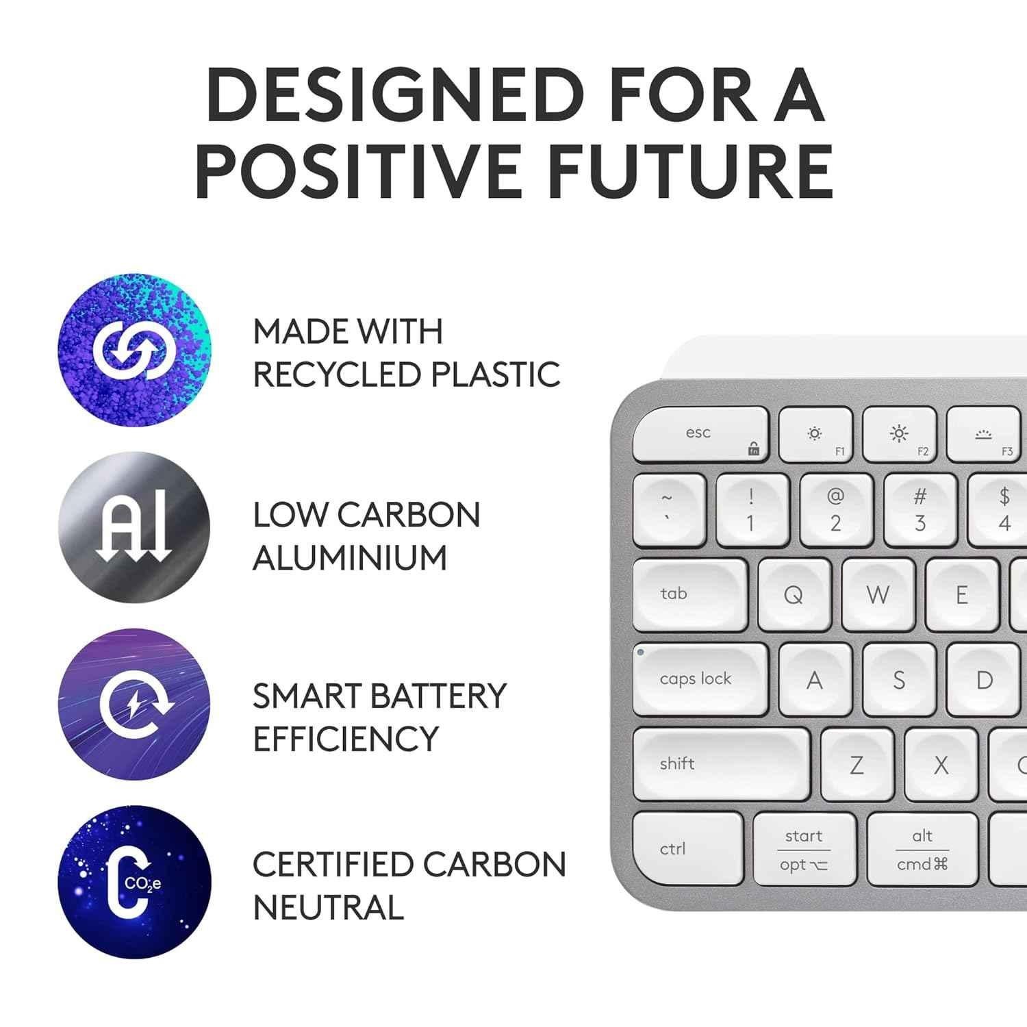 Logitech MX Keys S Pale Grey Wireless Keyboard with Fluid Precise Quiet Typing, Programmable Keys & Backlighting - view 3