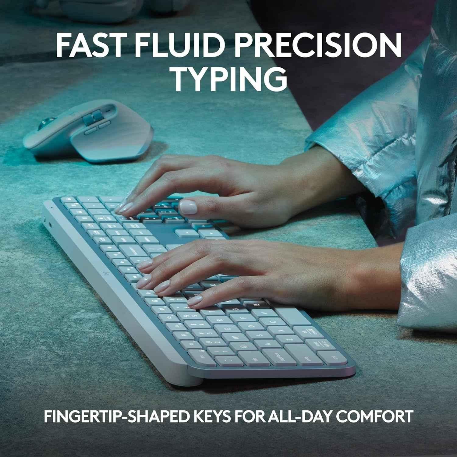 Logitech MX Keys S Pale Grey Wireless Keyboard with Fluid Precise Quiet Typing, Programmable Keys & Backlighting - view 4
