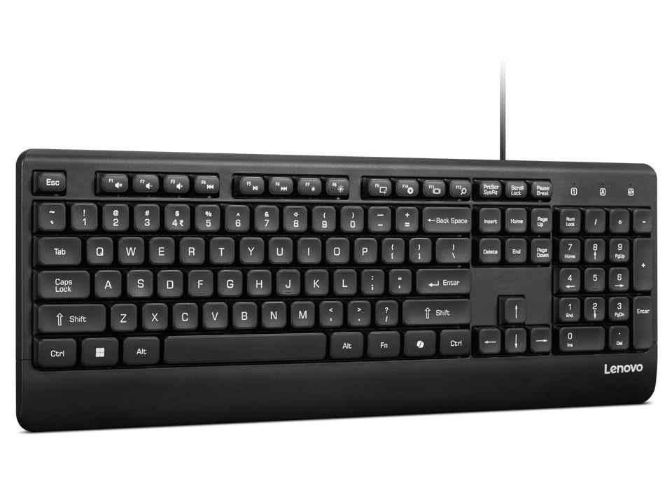 Lenovo 110 104 Keys Plastic Black USB-A Wired Multimedia Keyboard, GY41U02460 - view 4