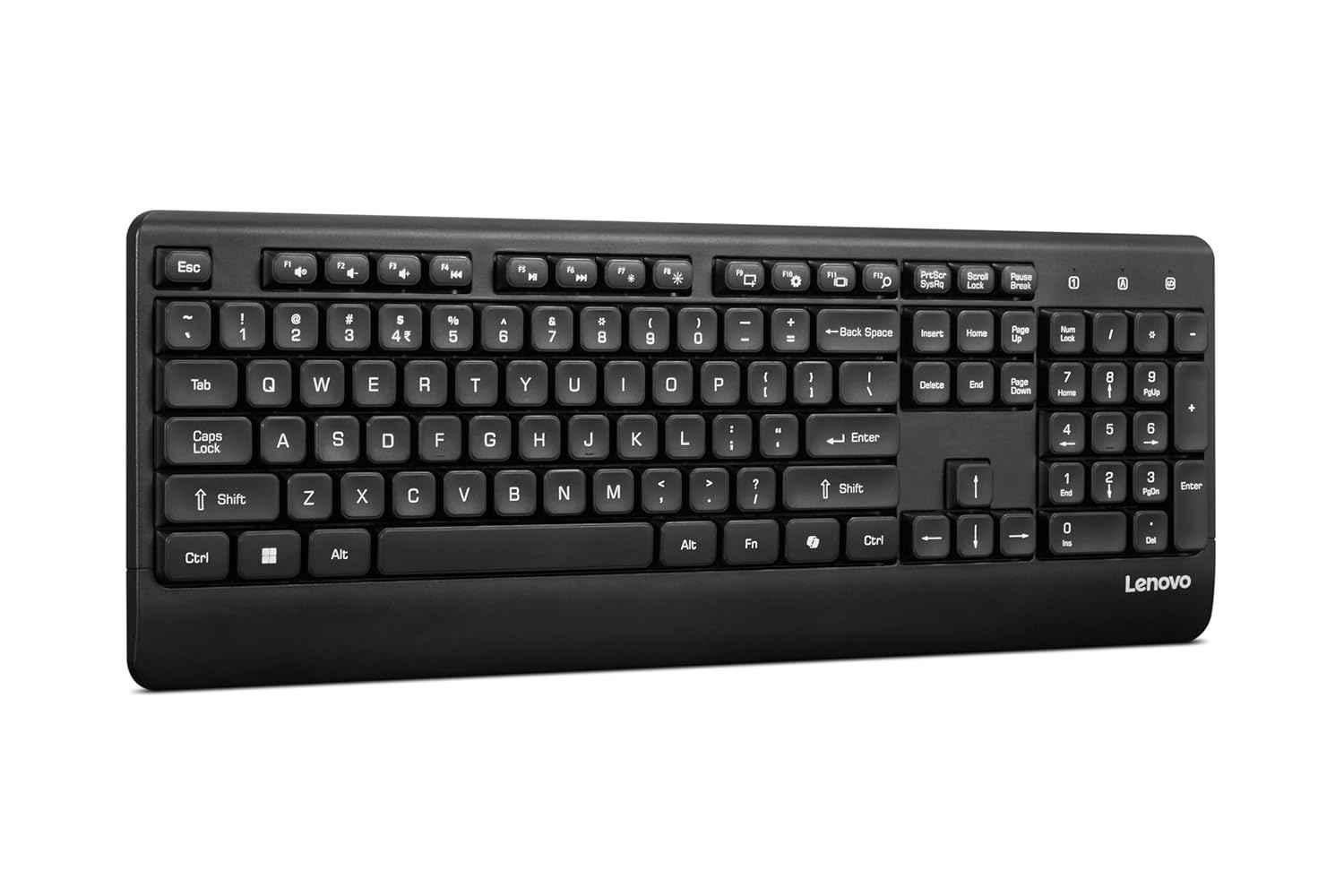 Lenovo 210 104 Keys Plastic Black USB-A Wireless Multimedia Keyboard, GY41U02461