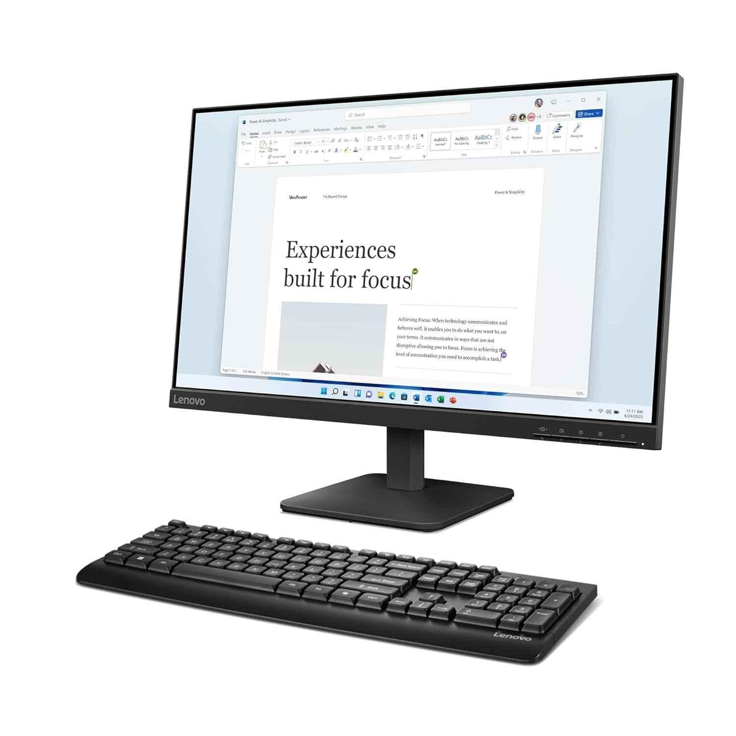 Lenovo 210 104 Keys Plastic Black USB-A Wireless Multimedia Keyboard, GY41U02461 - view 1
