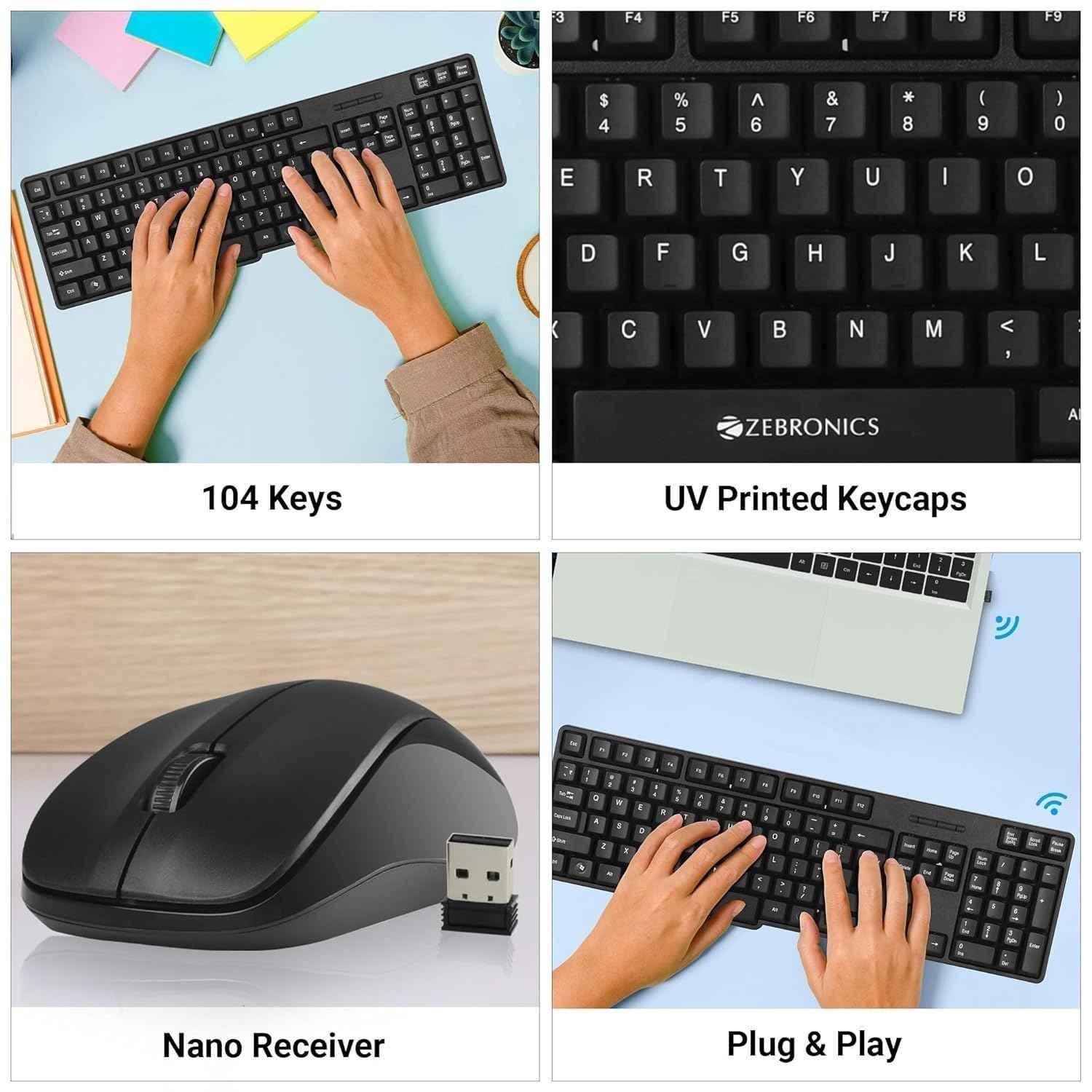Zebronics Zeb-Companion 107 Keys Wireless Black Computer Keyboard & Wireless USB Black Mouse Combo - view 1