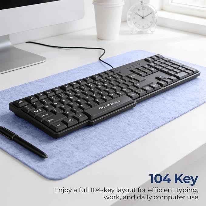 Zebronics 104 Keys Black Wired Keyboard, K65 - view 3