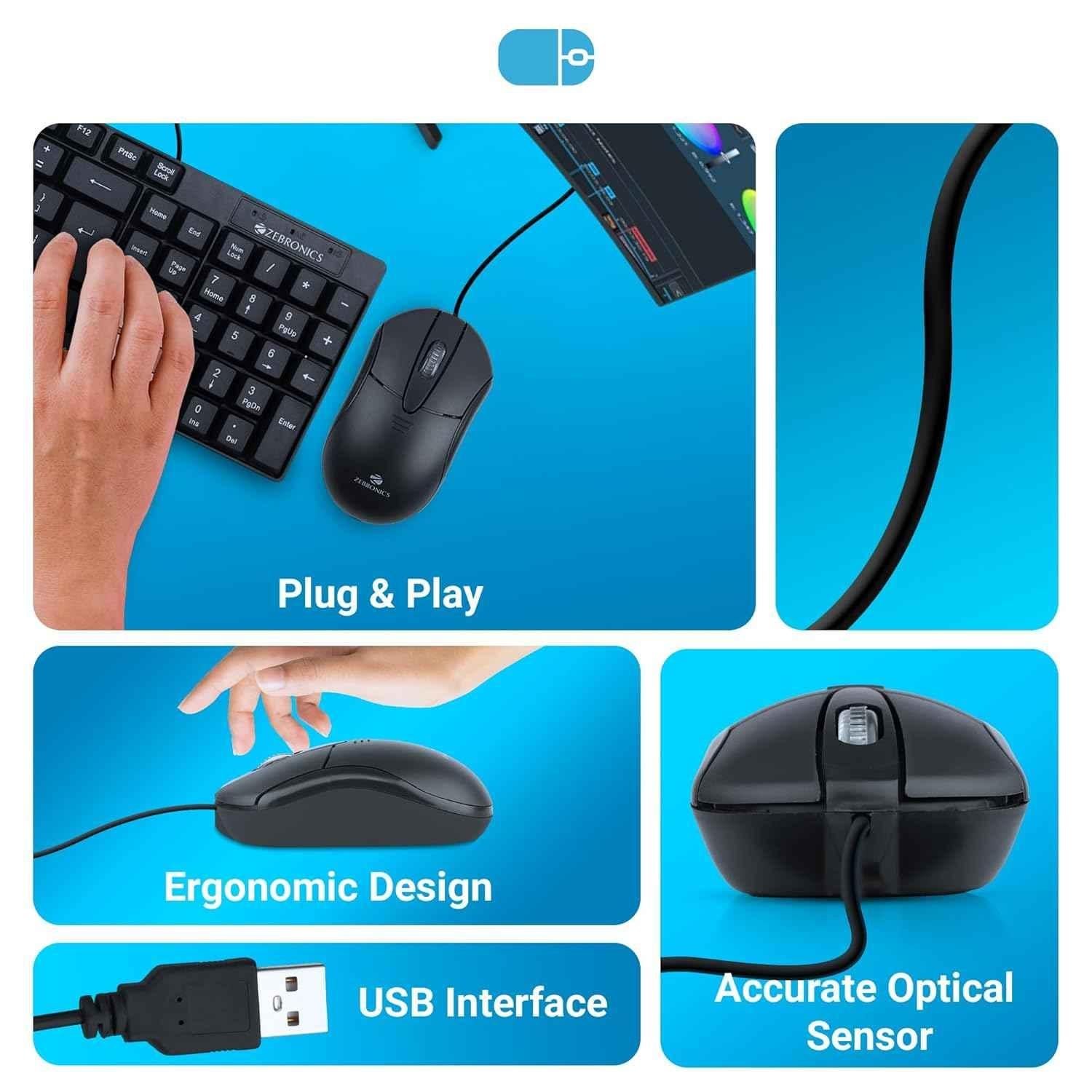 Zebronics JUDWAA 555 114 Keys Wired Black Computer Keyboard & Wired USB Black Mouse Combo - view 1