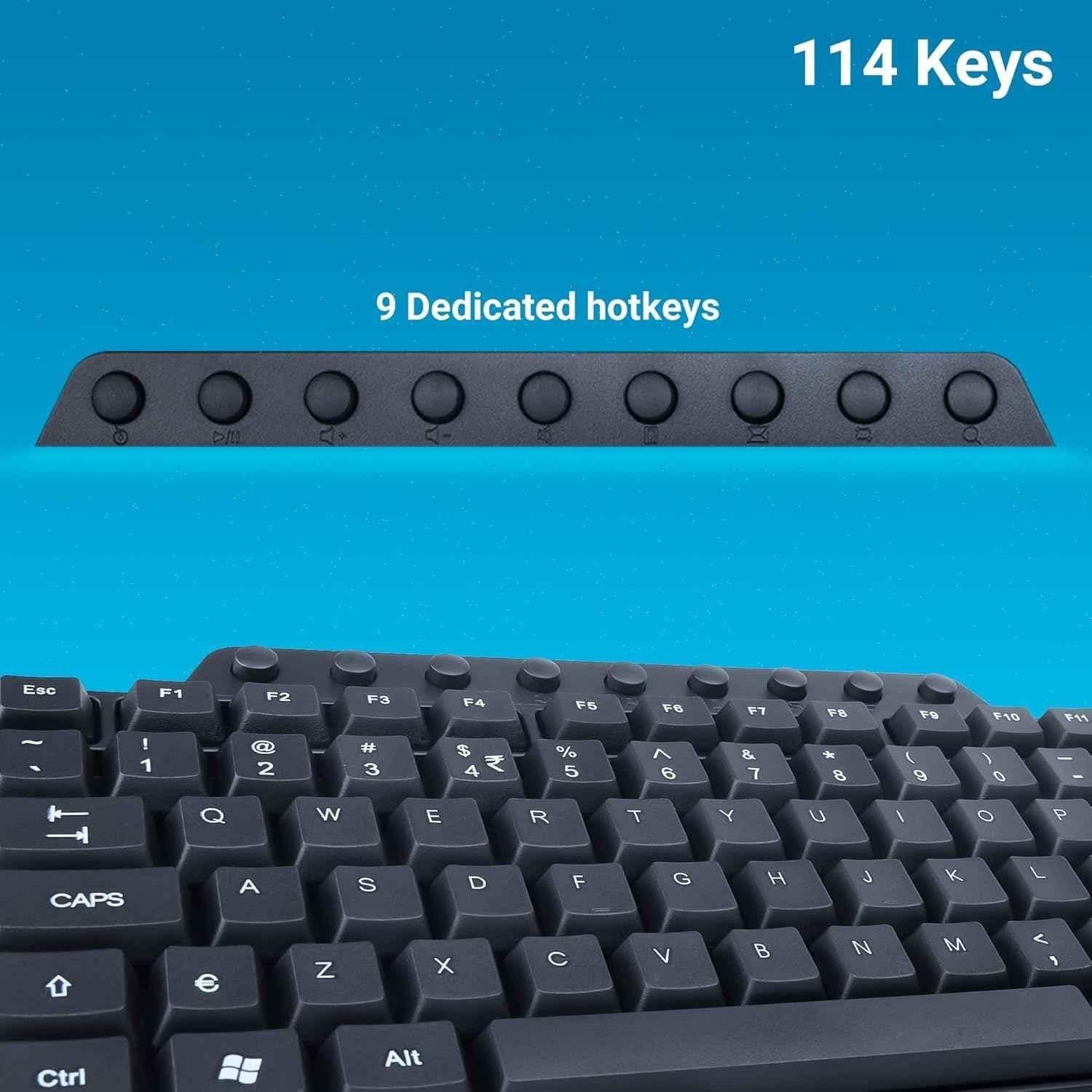 Zebronics JUDWAA 555 114 Keys Wired Black Computer Keyboard & Wired USB Black Mouse Combo - view 2