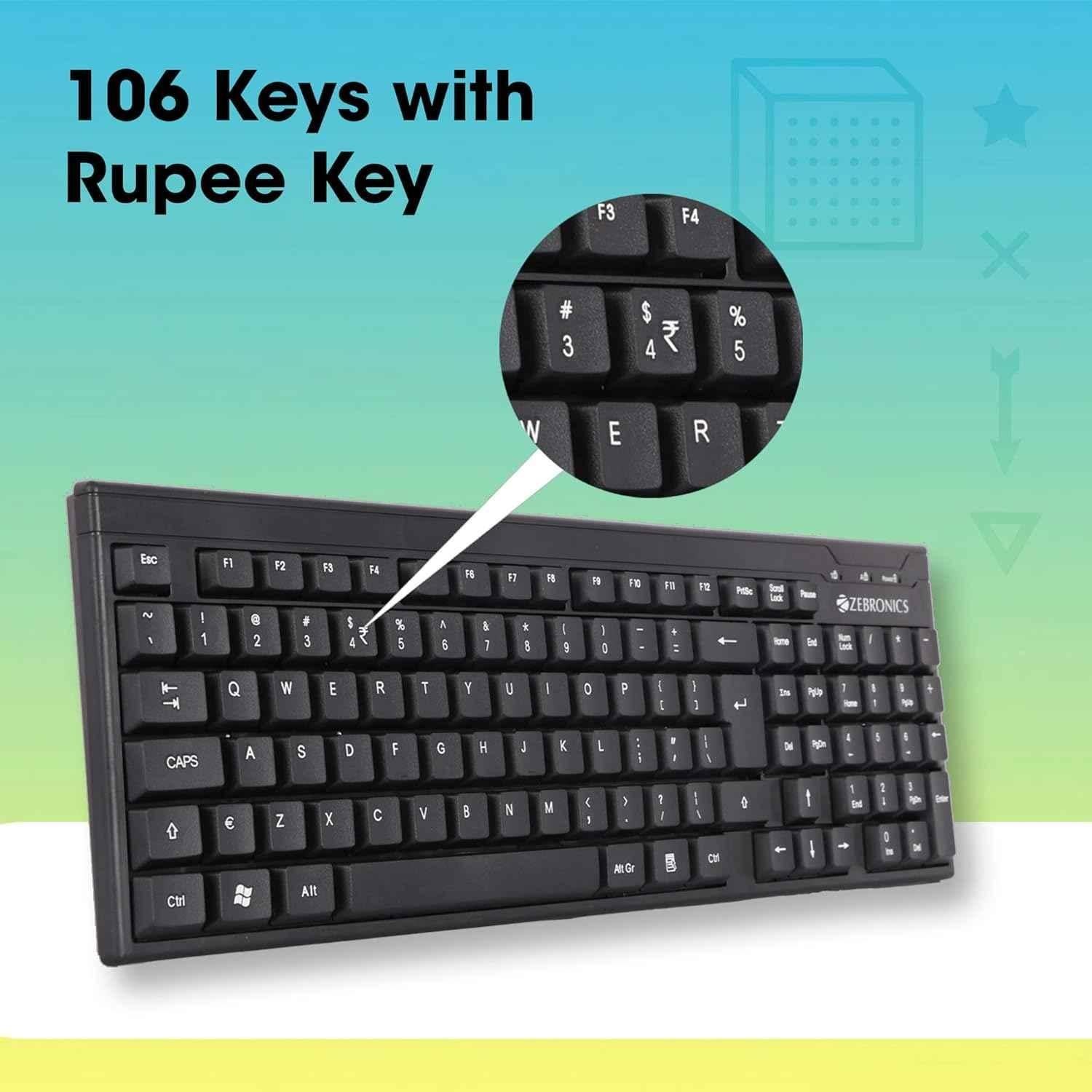 Zebronics Zeb-Companion 105 106 Keys Wireless Black Computer Keyboard & Wireless USB Black Mouse Combo - view 2