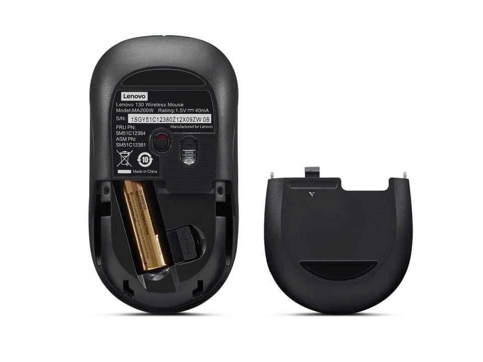 Lenovo 130 2.4GHz 1000DPI Black Compact Wireless Mouse, GY51C12380 - view 2