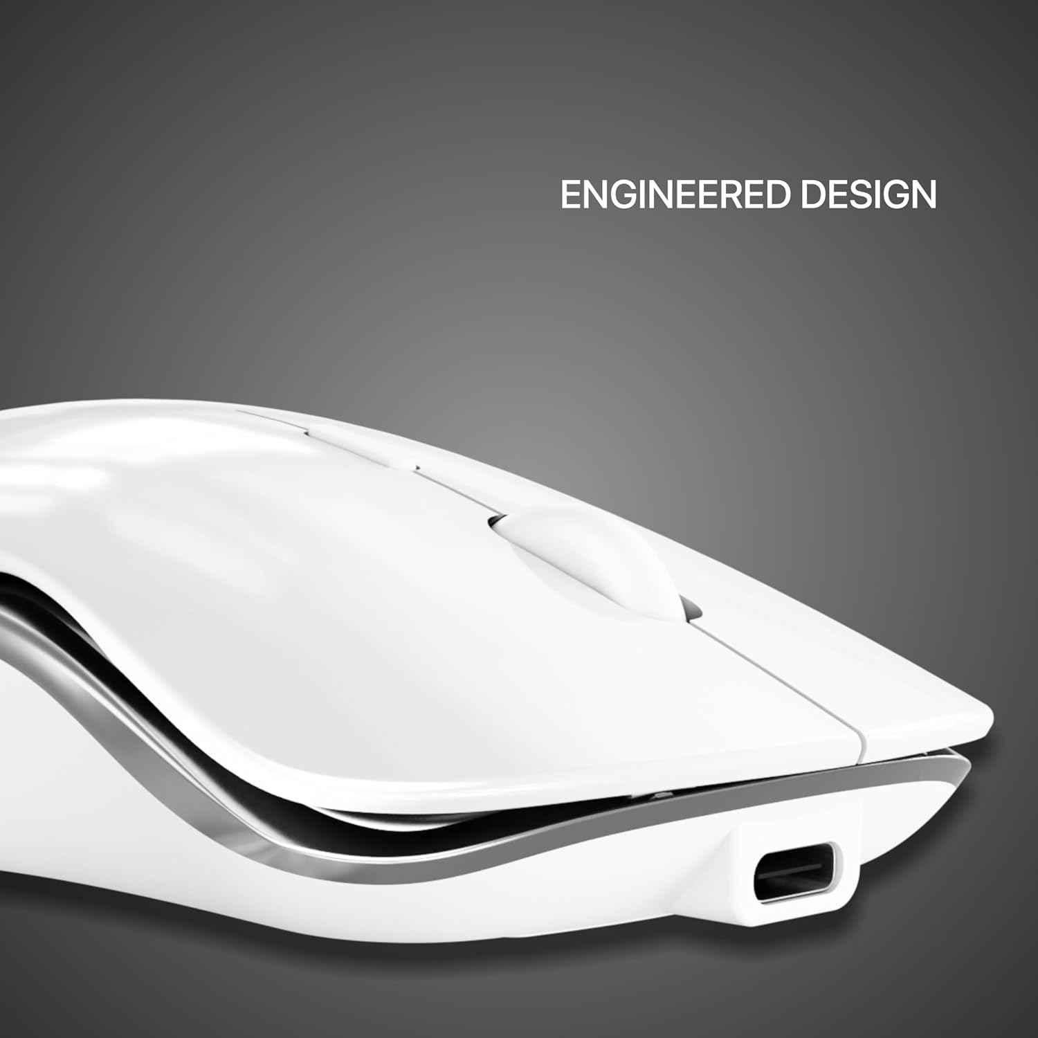 Zebion Connect-3 2400dpi 2.4GHz Triple Mode White Bluetooth Rechargeable Optical Wireless Mouse with Type C Cable - view 3