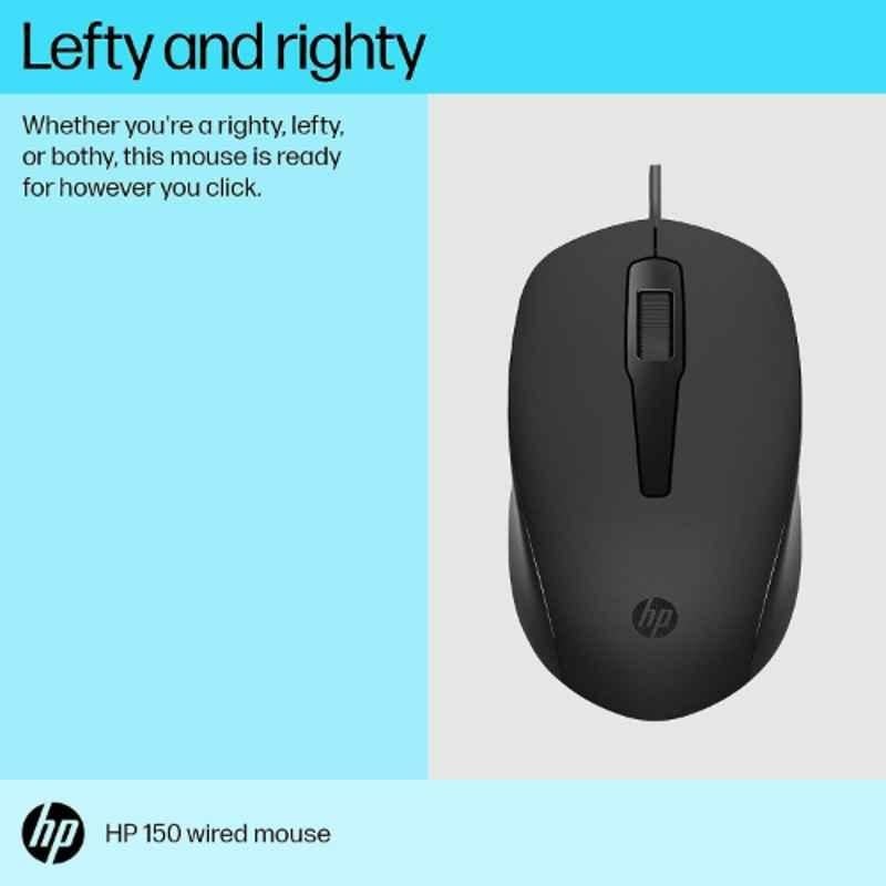 HP 150 Black Wired Mouse, 240J6AA - view 4