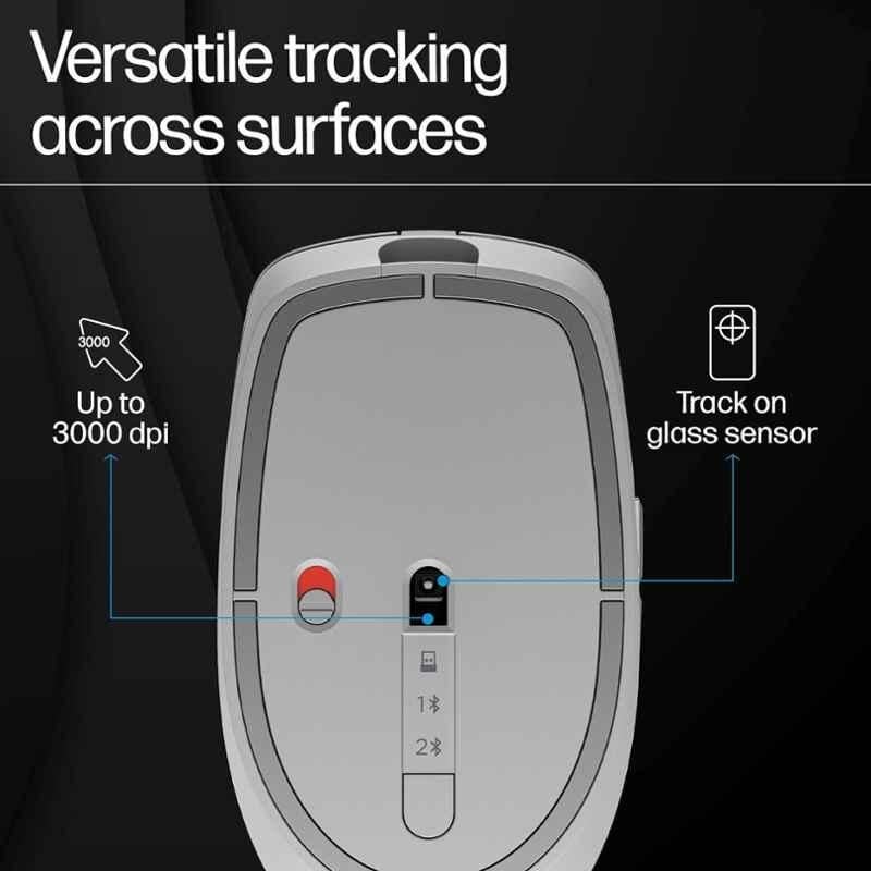 HP 710 Silver Rechargeable Silent Mouse, 6E6F1AA - view 3