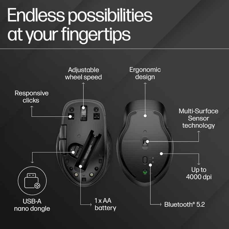 HP 430 Black Multi-Device Bluetooth Wireless Mouse, 3B4Q2AA - view 2
