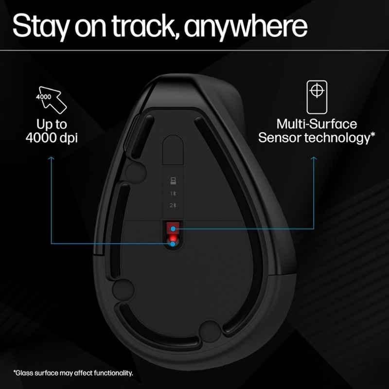 HP 920 Black Ergonomic Wireless Mouse, 6H1A4AA - view 1