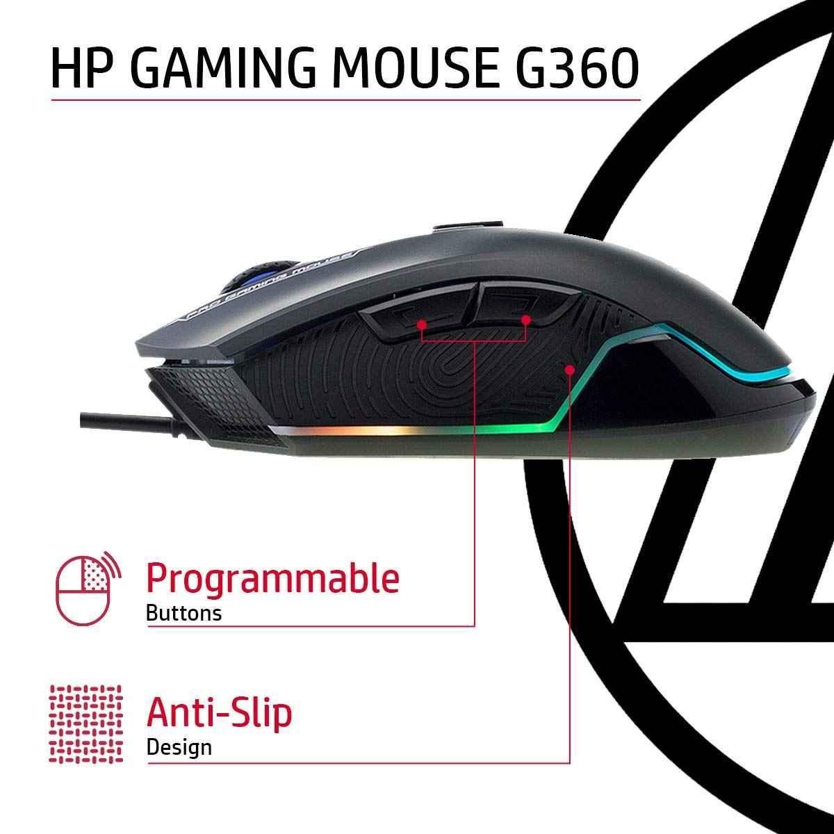 HP G360 4QM92AA RGB Backlighting USB Wired Gaming Mouse with 6 Programmable Buttons, ITD-91 - view 1