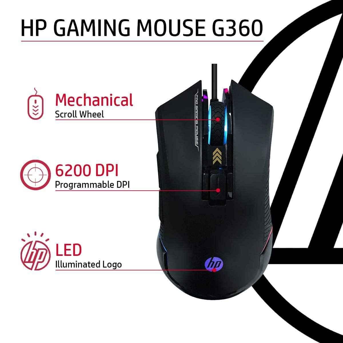 HP G360 4QM92AA RGB Backlighting USB Wired Gaming Mouse with 6 Programmable Buttons, ITD-91 - view 2
