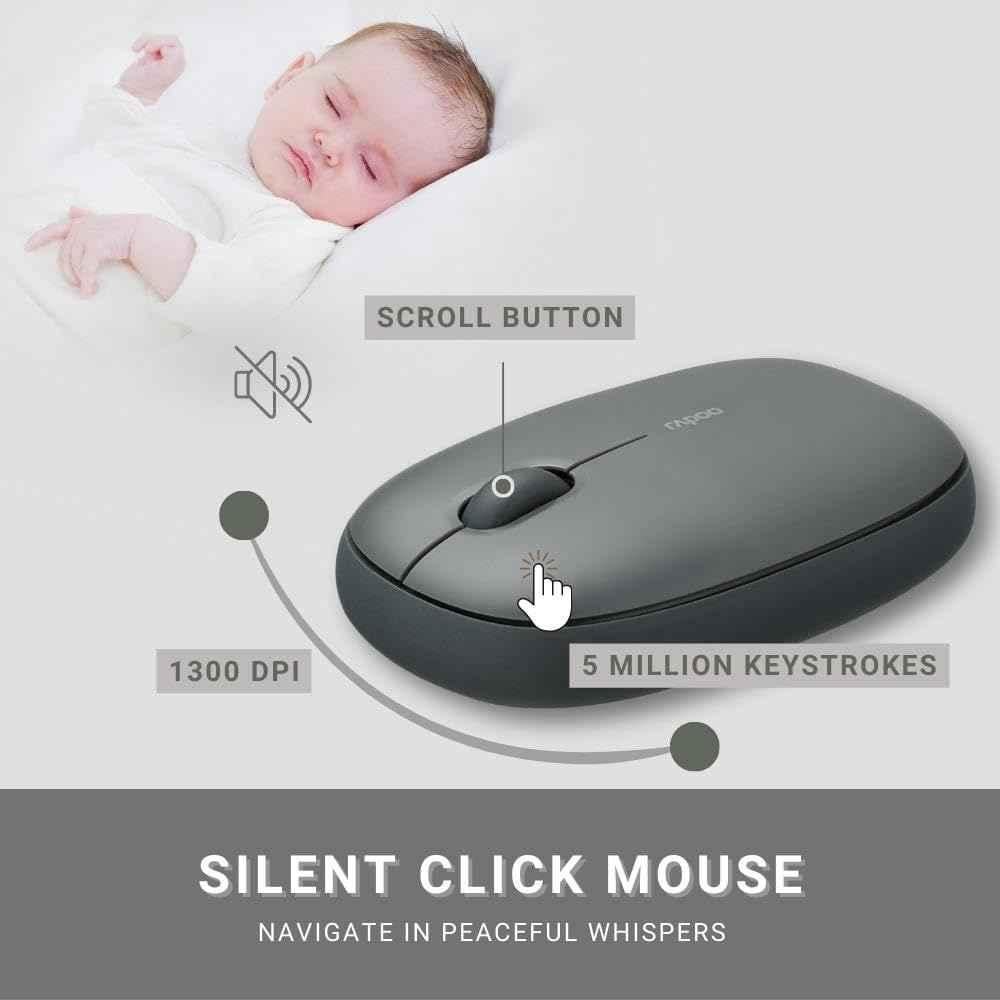 Rapoo Dark Grey Multi-Mode Optical & Silent USB Wireless Mouse, M650 - view 3