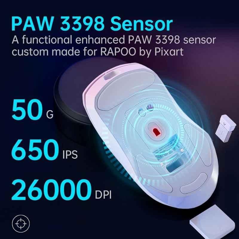 Rapoo VT9 Pro White Wireless Gaming Mouse with 10 Programmable Buttons - view 4