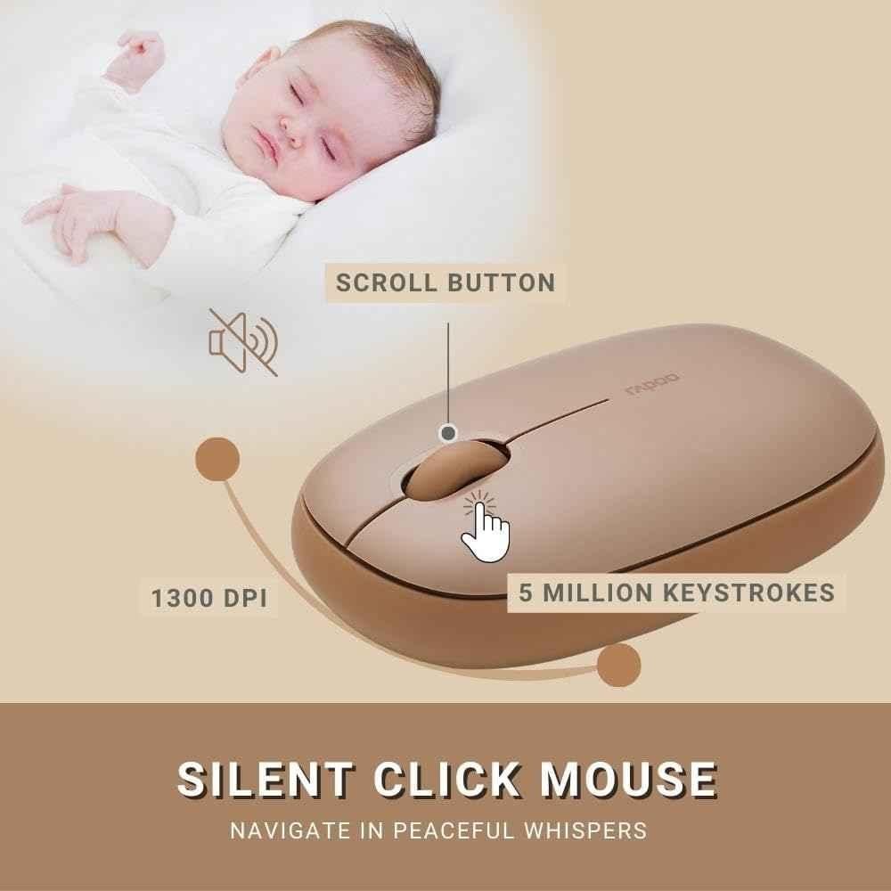 Rapoo Brown Multi-Mode Optical & Silent USB Wireless Mouse, M650 - view 3