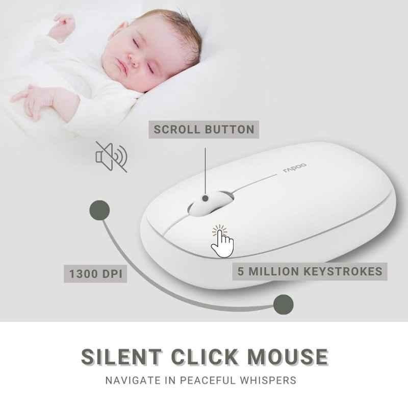 Rapoo M650 Cream White Silent Multi-Mode Wireless Mouse - view 3