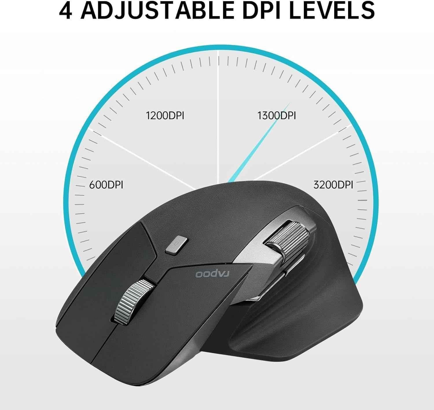 Rapoo 8 Buttons Matte Black USB Wireless Bluetooth Mouse, MT760L - view 5