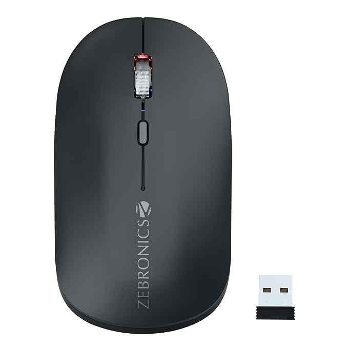 Zebronics Poise 2.4GHz Metallic Black Wireless Mouse with Nano Receiver