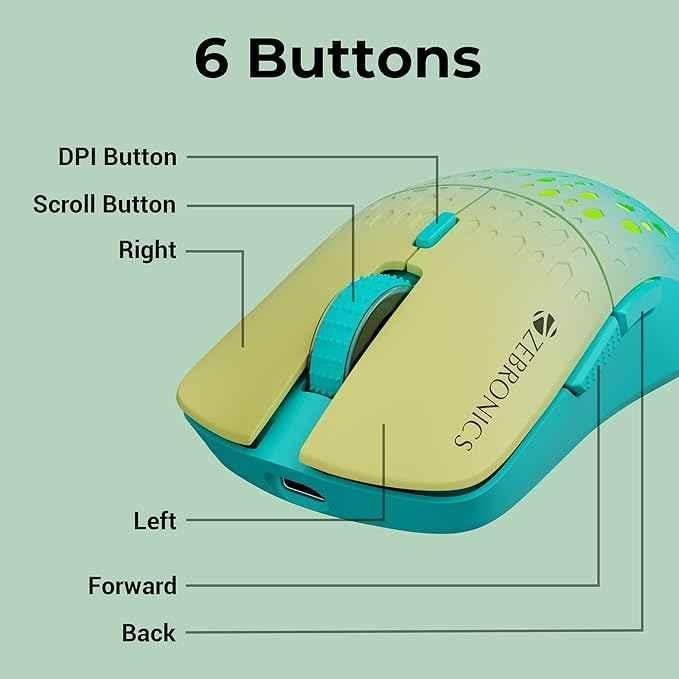 Zebronics Marine 2.4GHz Green Wireless Mouse with Rechargeable Battery - view 2