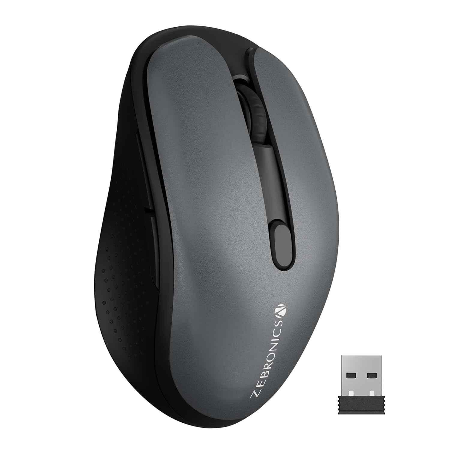Zebronics Charm 2.4GHz Metallic Grey Rechargeable Wireless Optical Mouse with Nano Receiver