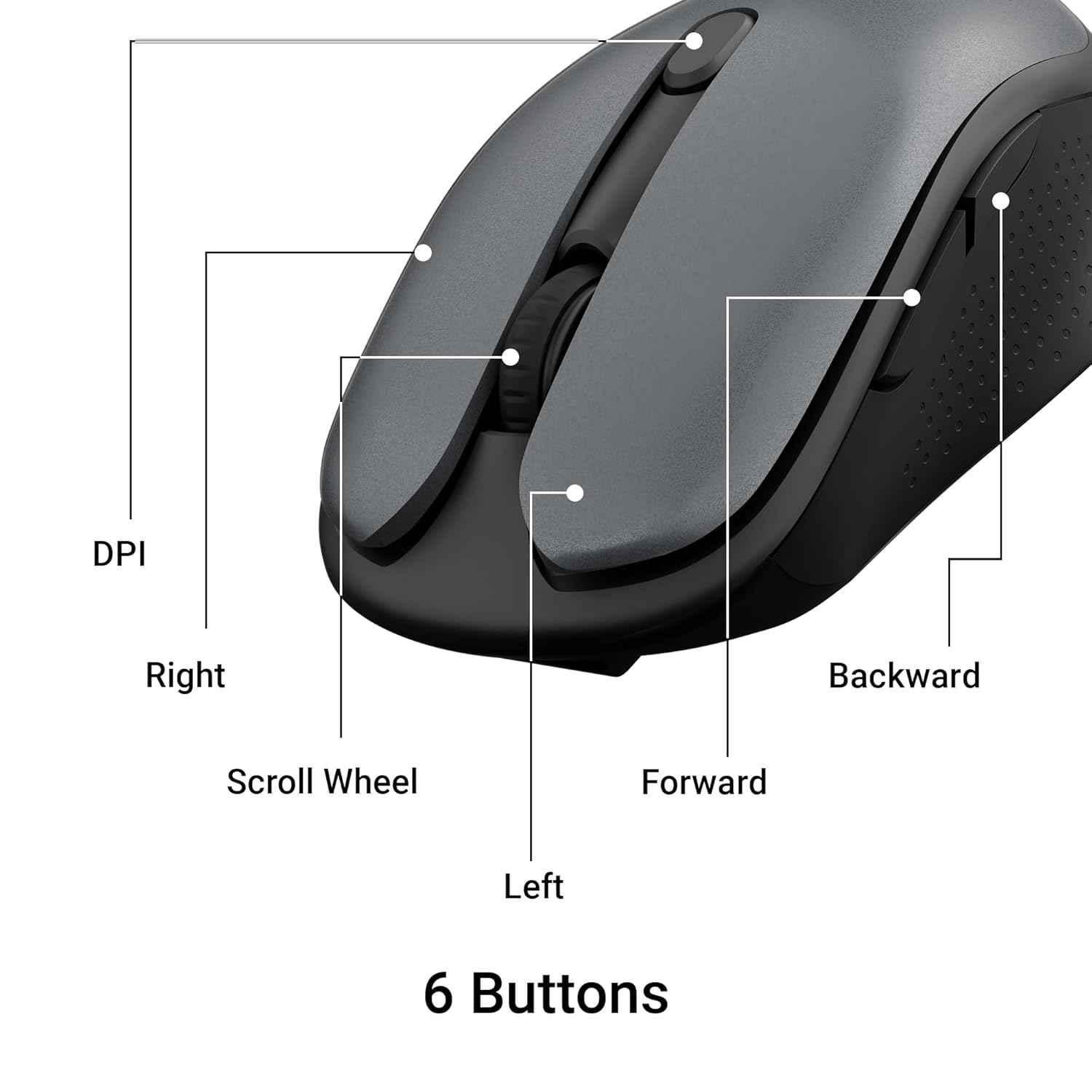 Zebronics Charm 2.4GHz Metallic Grey Rechargeable Wireless Optical Mouse with Nano Receiver - view 3
