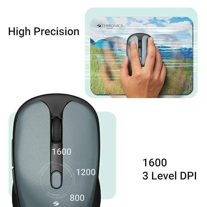 Zebronics Charm 2.4GHz Metallic Green Rechargeable Wireless Optical Mouse with Nano Receiver - view 2