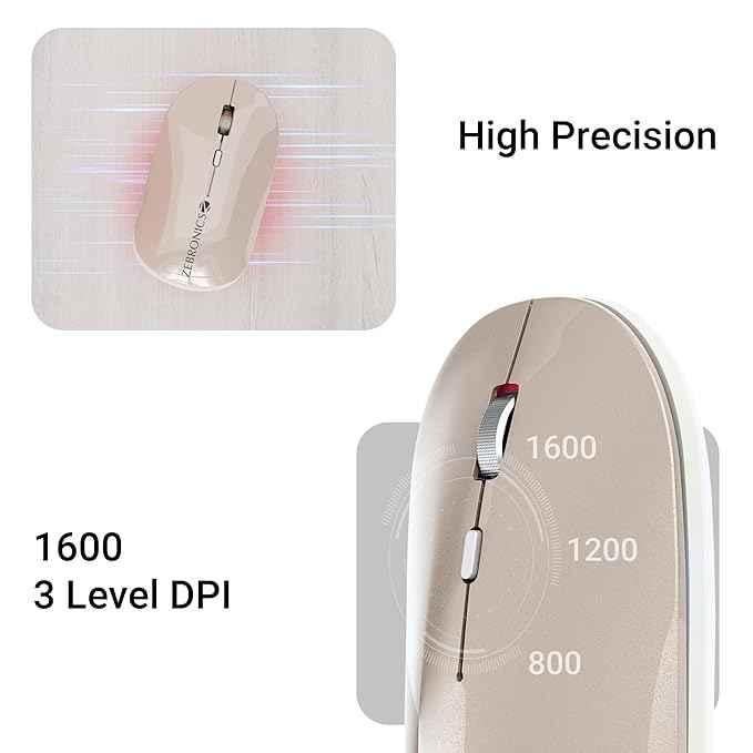 Zebronics Poise 2.4GHz Pearl White Wireless Mouse with Nano Receiver - view 4