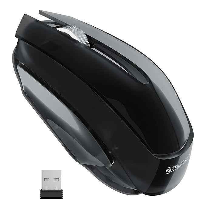 Zebronics Clear 2.4GHz Dark Grey Wireless Optical Mouse with Nano Receiver