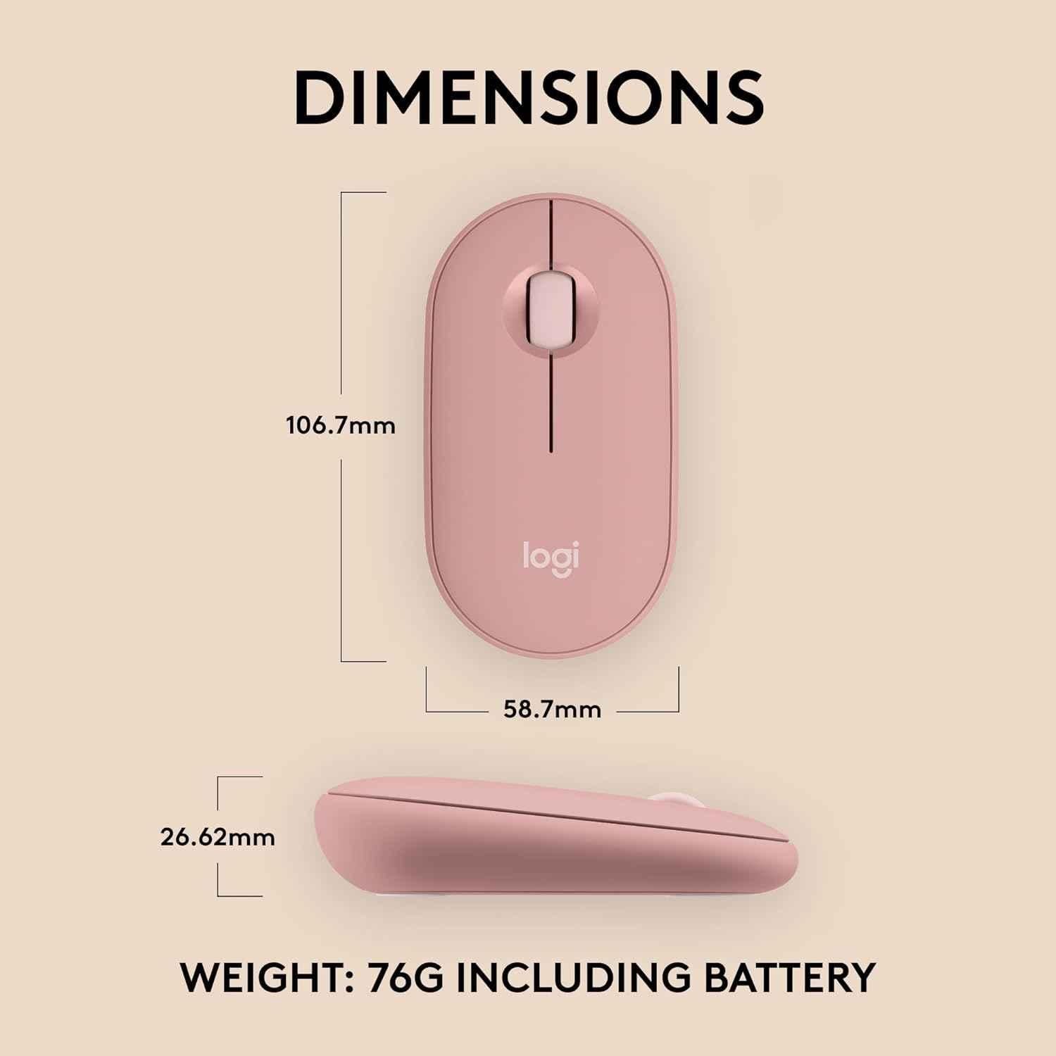 Logitech Pebble 2 M350s Tonal Rose Slim Portable Bluetooth Wireless Mouse with Customisable Button, Quiet Clicks & Easy-Switch - view 2