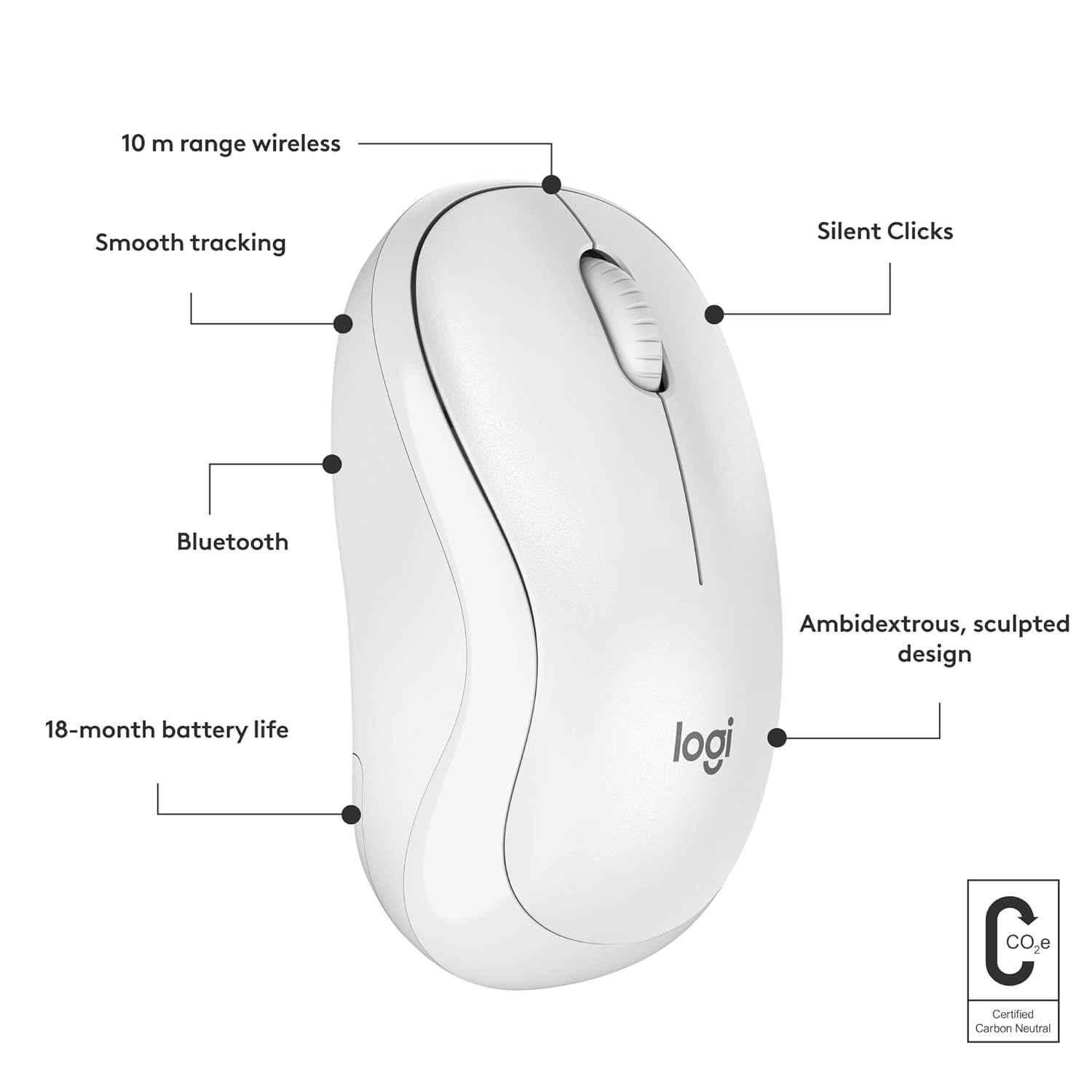 Logitech M240 Off-White Silent Compact Wireless Mouse with Smooth Tracking & Less Noise - view 1