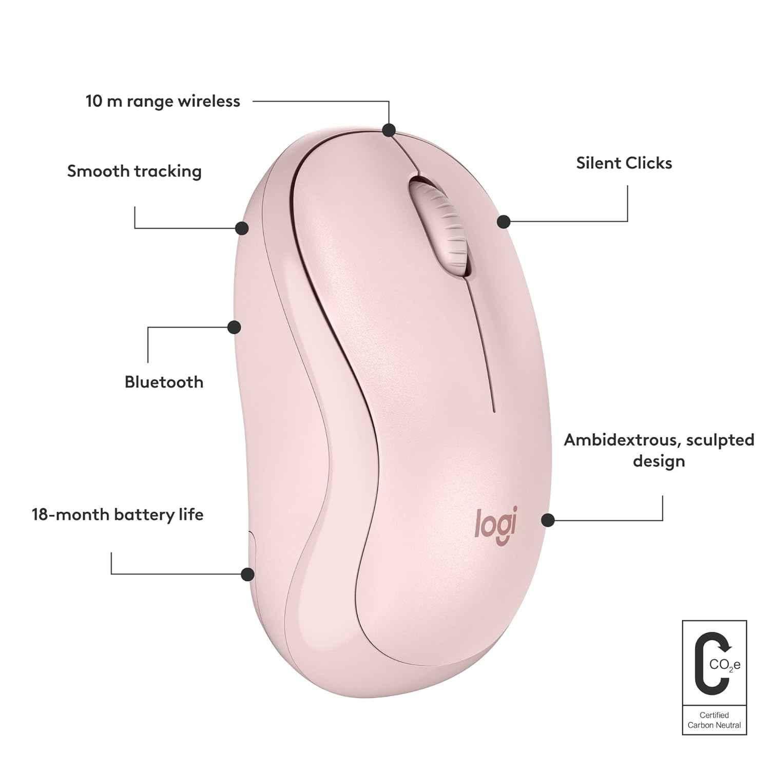 Logitech M240 Rose Silent Compact Wireless Mouse with Smooth Tracking & Less Noise - view 2