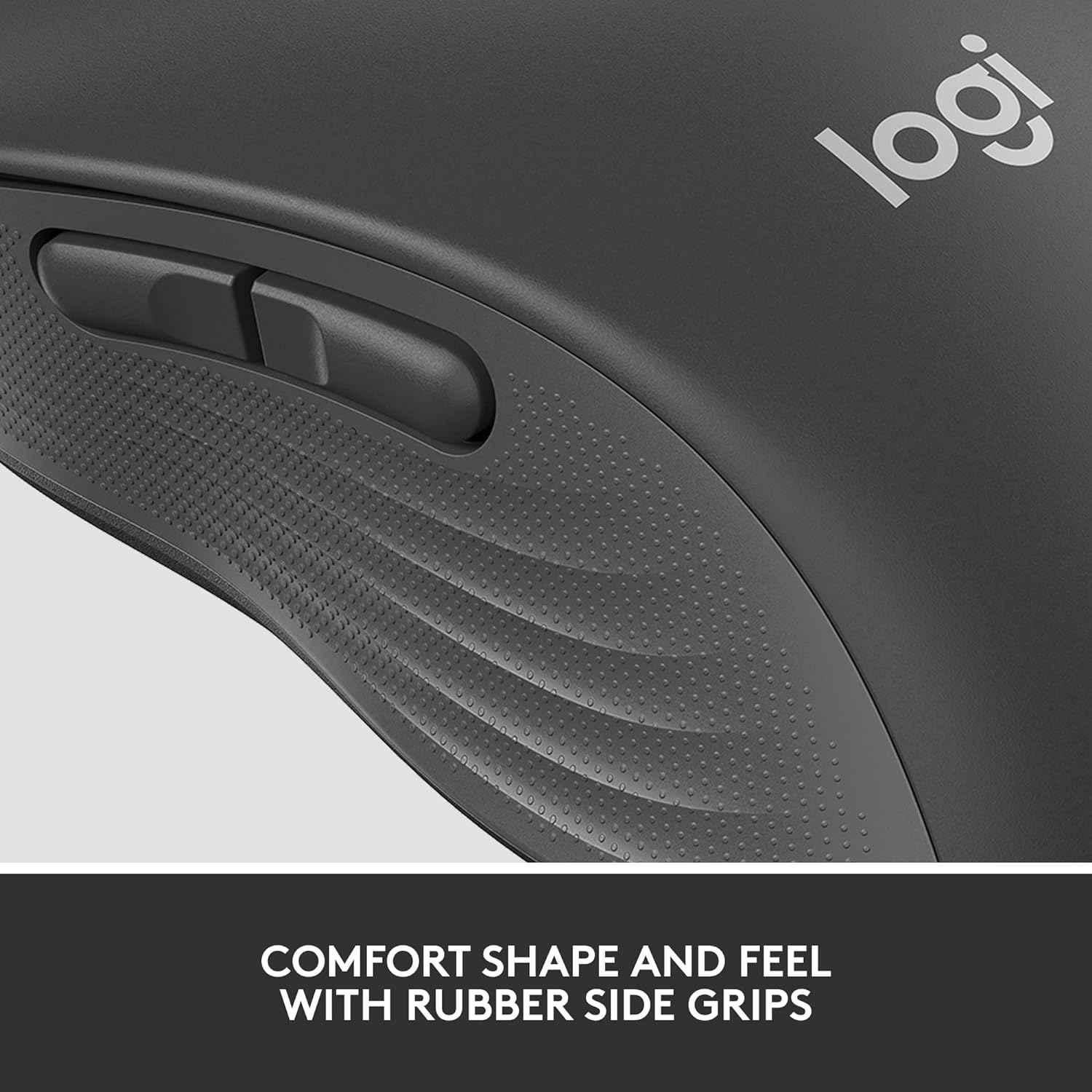 Logitech Signature M650 Graphite Wireless Mouse with Silent Clicks, Customisable Side Buttons & Bluetooth - view 1