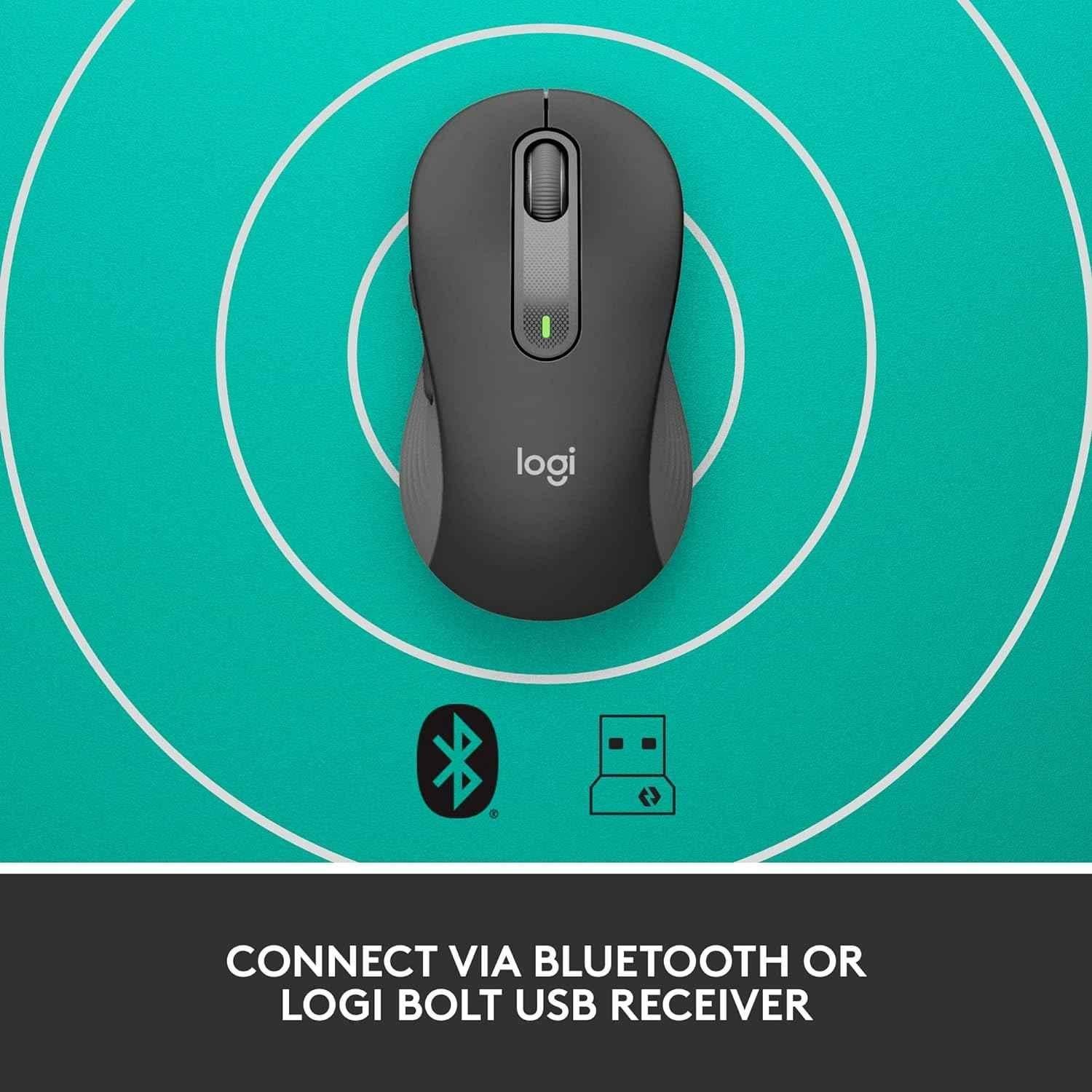 Logitech Signature M650 Graphite Wireless Mouse with Silent Clicks, Customisable Side Buttons & Bluetooth - view 2