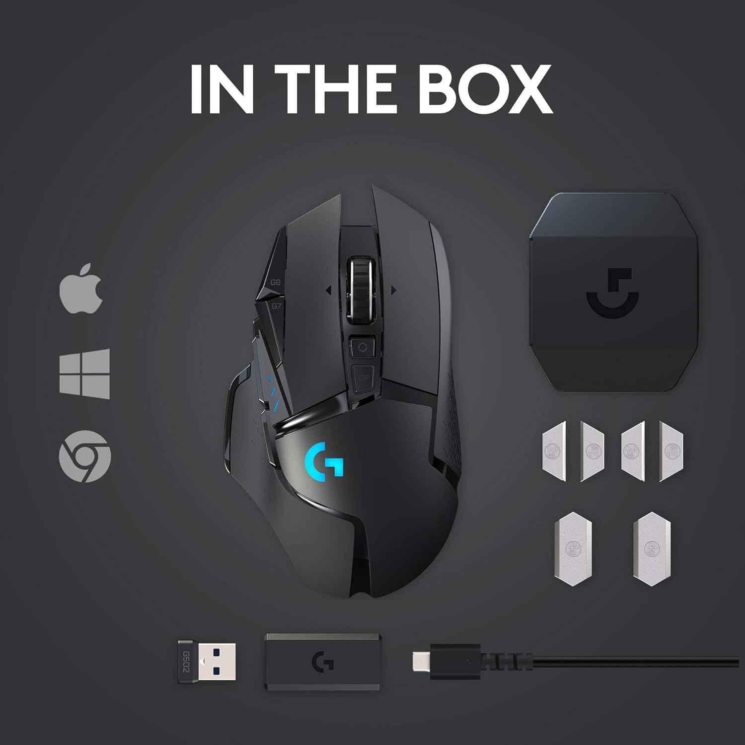 Logitech G502 Black Lightspeed Wireless Gaming Mouse with Hero 16K Sensor, RGB, 11 Programmable Buttons, Long Battery Life & On-Board Memory - view 1