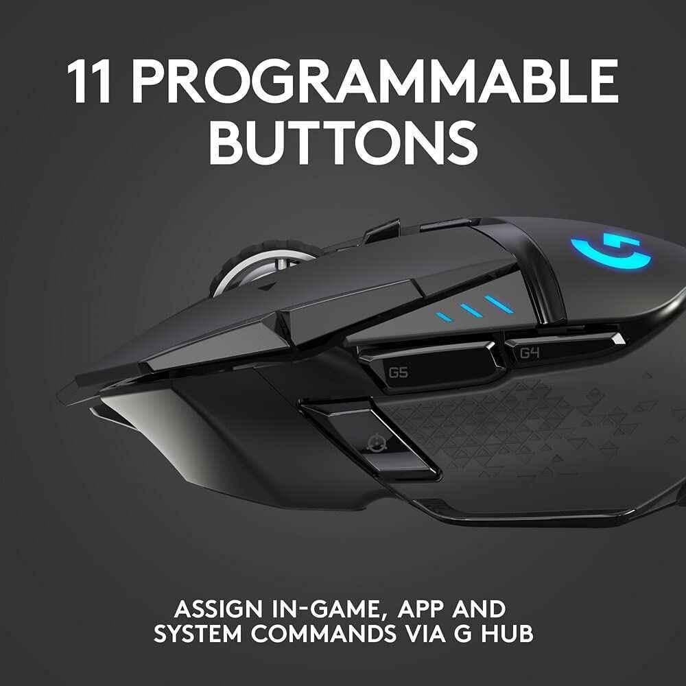 Logitech G502 Black Lightspeed Wireless Gaming Mouse with Hero 16K Sensor, RGB, 11 Programmable Buttons, Long Battery Life & On-Board Memory - view 3