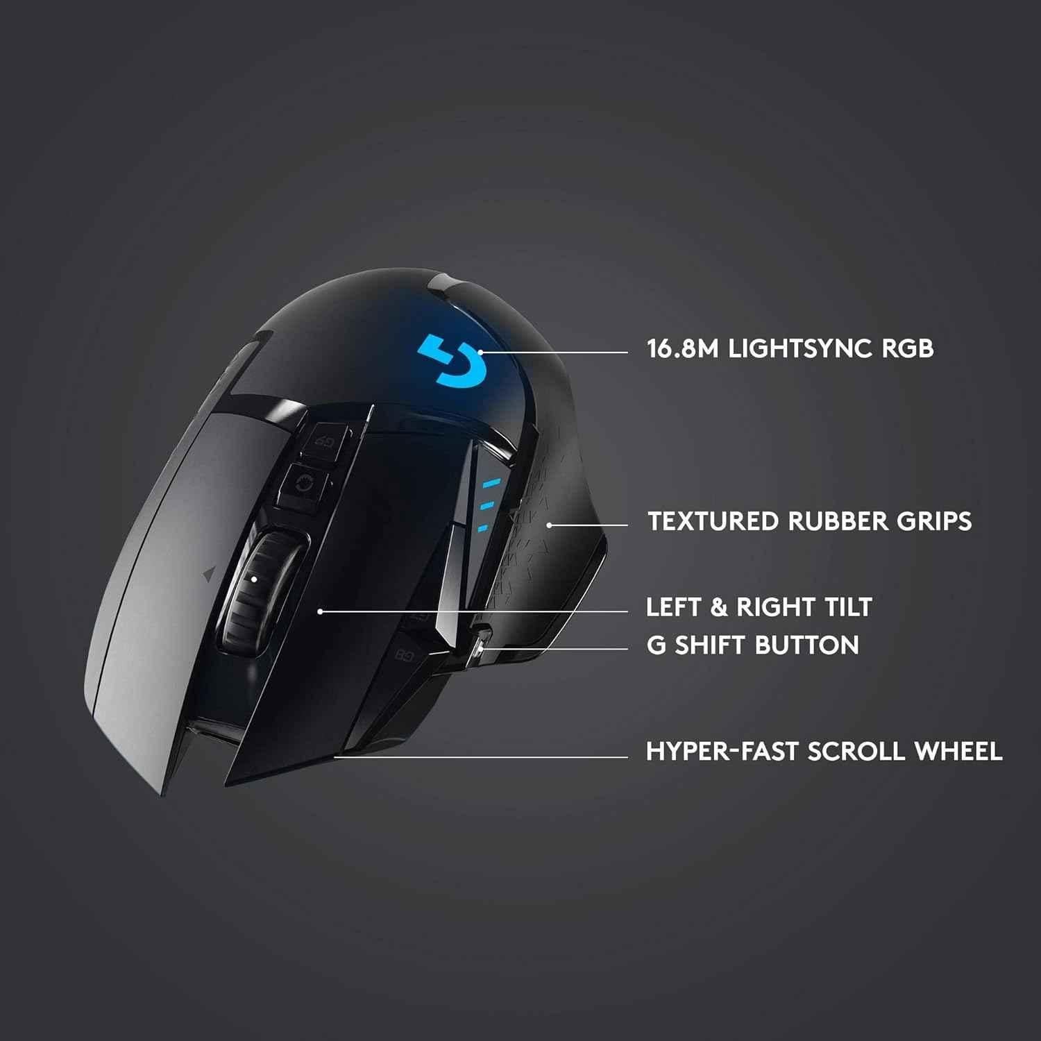 Logitech G502 Black Lightspeed Wireless Gaming Mouse with Hero 16K Sensor, RGB, 11 Programmable Buttons, Long Battery Life & On-Board Memory - view 4
